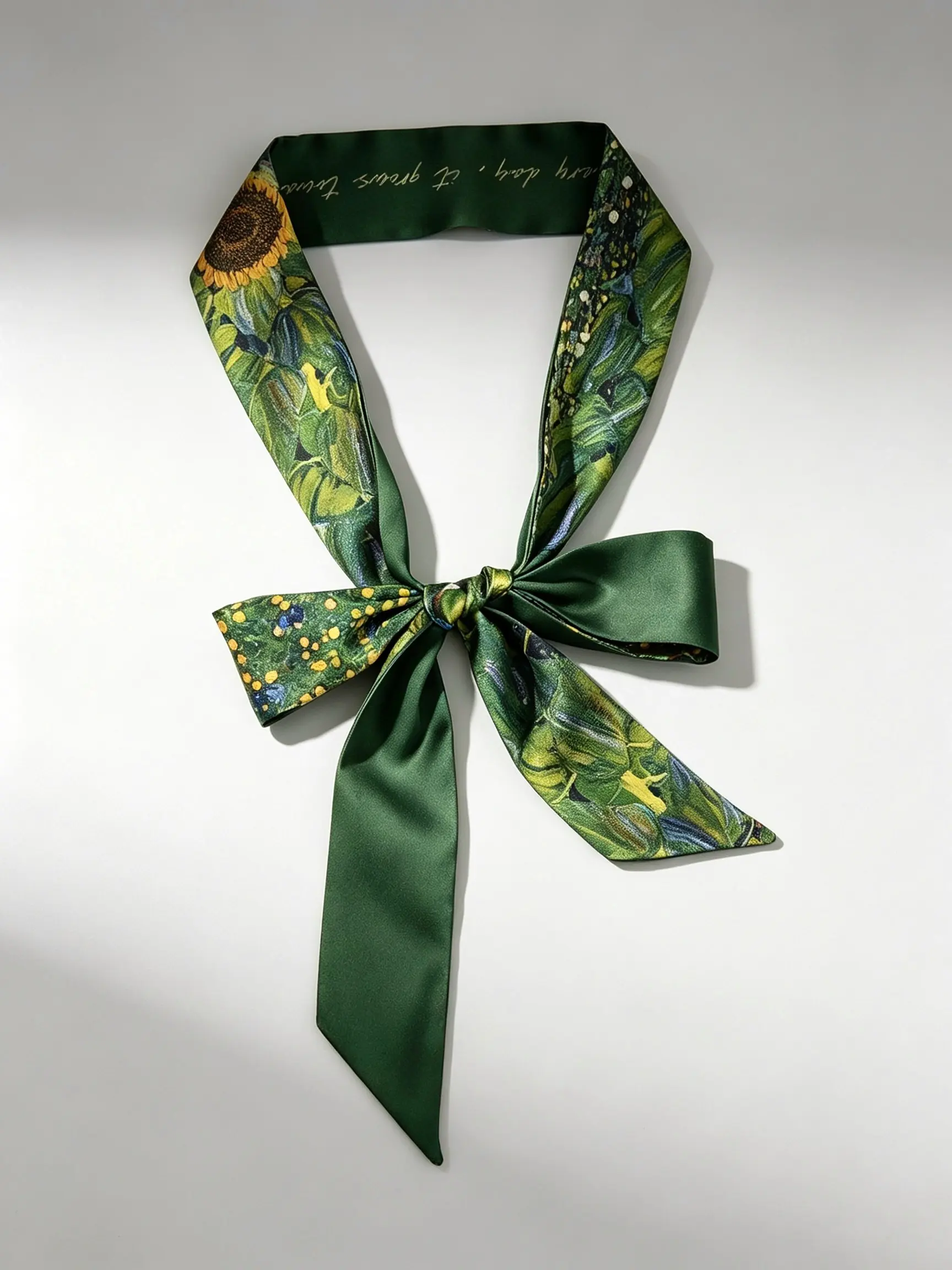 Gustav Klimt The Sunflowers Oil Painting Print Chiffon Skinny Scarf, Multi-Use Neck Tie Hair Band Bag Decor Fashion Accessory, Gift Box included, Ideal Gift for Art Lovers