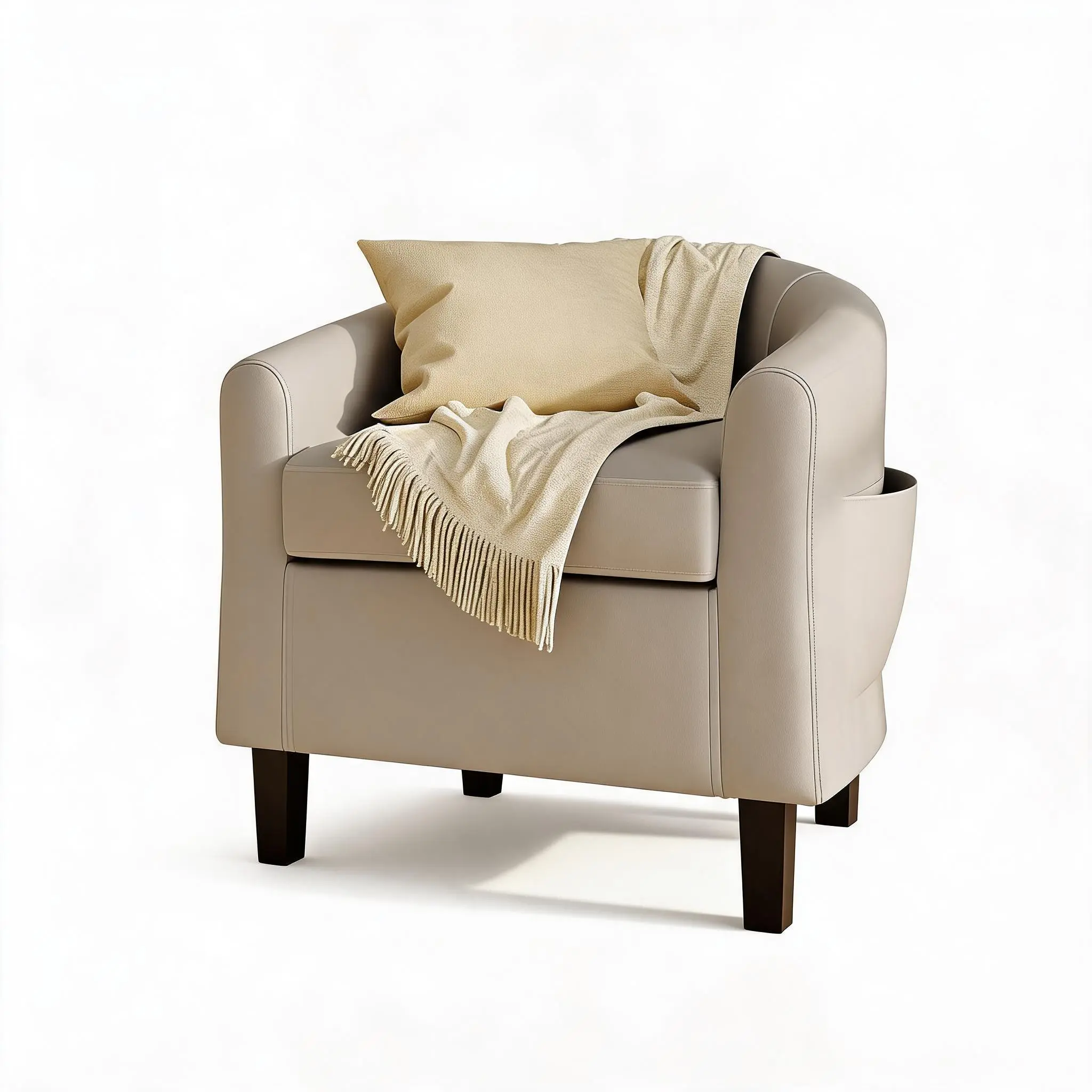 Accent Chair with Padded Cushion, Modern Club Armchair   barrel   Chair   U-Shaped Backrest High Density Foam – Comfy Lounge Chair for Bedroom Reading Nook Chair With Cushions Barrel Chairs
