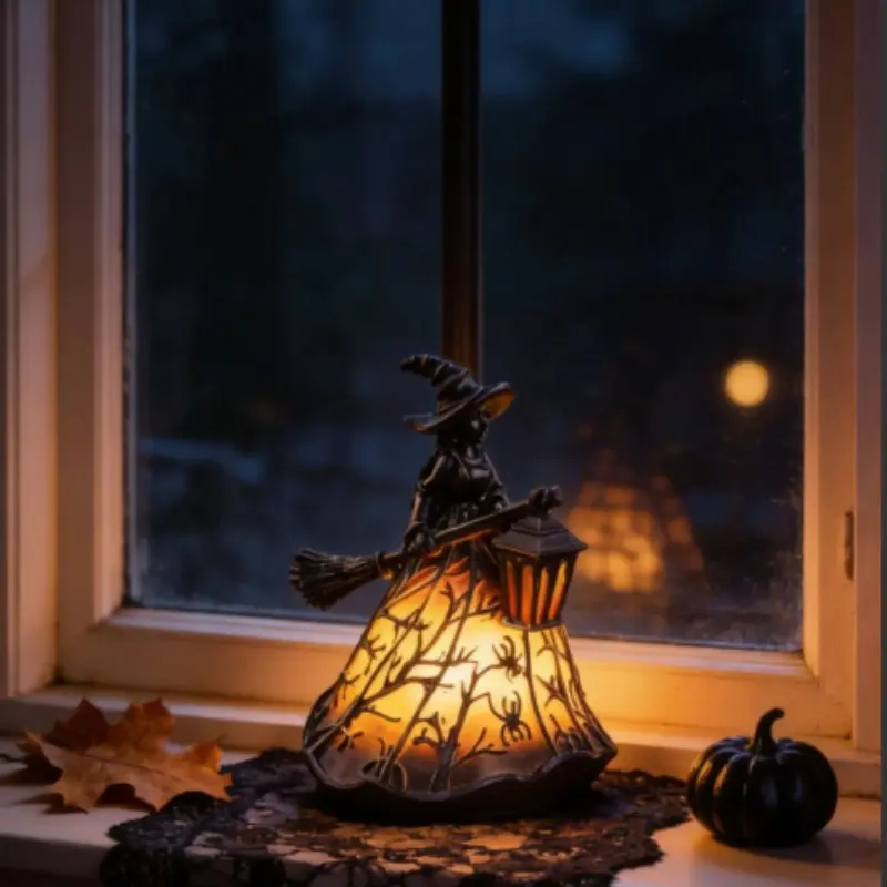 Halloween Witch Decoration Ornament, Desktop Table Lamp, Perfect for Halloween Party Decorations, Unique Witch Theme Gift Idea