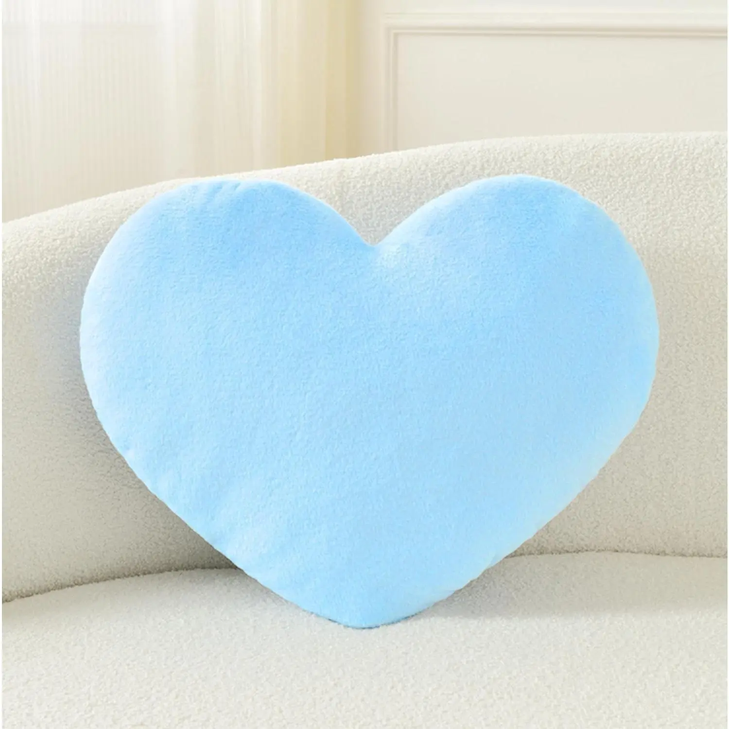 Throw Pillows Heart Pillow Cute Fuzzy Pillows for Bed Livingroom Home Decor Cushion Decorative Aesthetic Preppy Pillows,Small 13"x10" (Blue)
