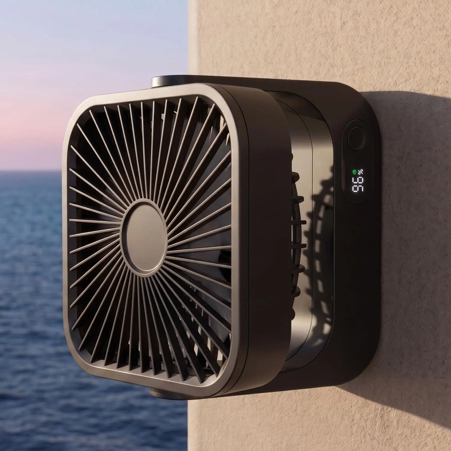 Portable Space-Saving Battery-Powered Magnetic Hanging Fan with LED Light, Cruise Ship Approved, 5000mAh USB Rechargeable, 5-Speed, 11.8 oz, USB Port for Stateroom Ceilings/Walls, Carnival Cabin Essential (Black, Manufacturer Warranty)