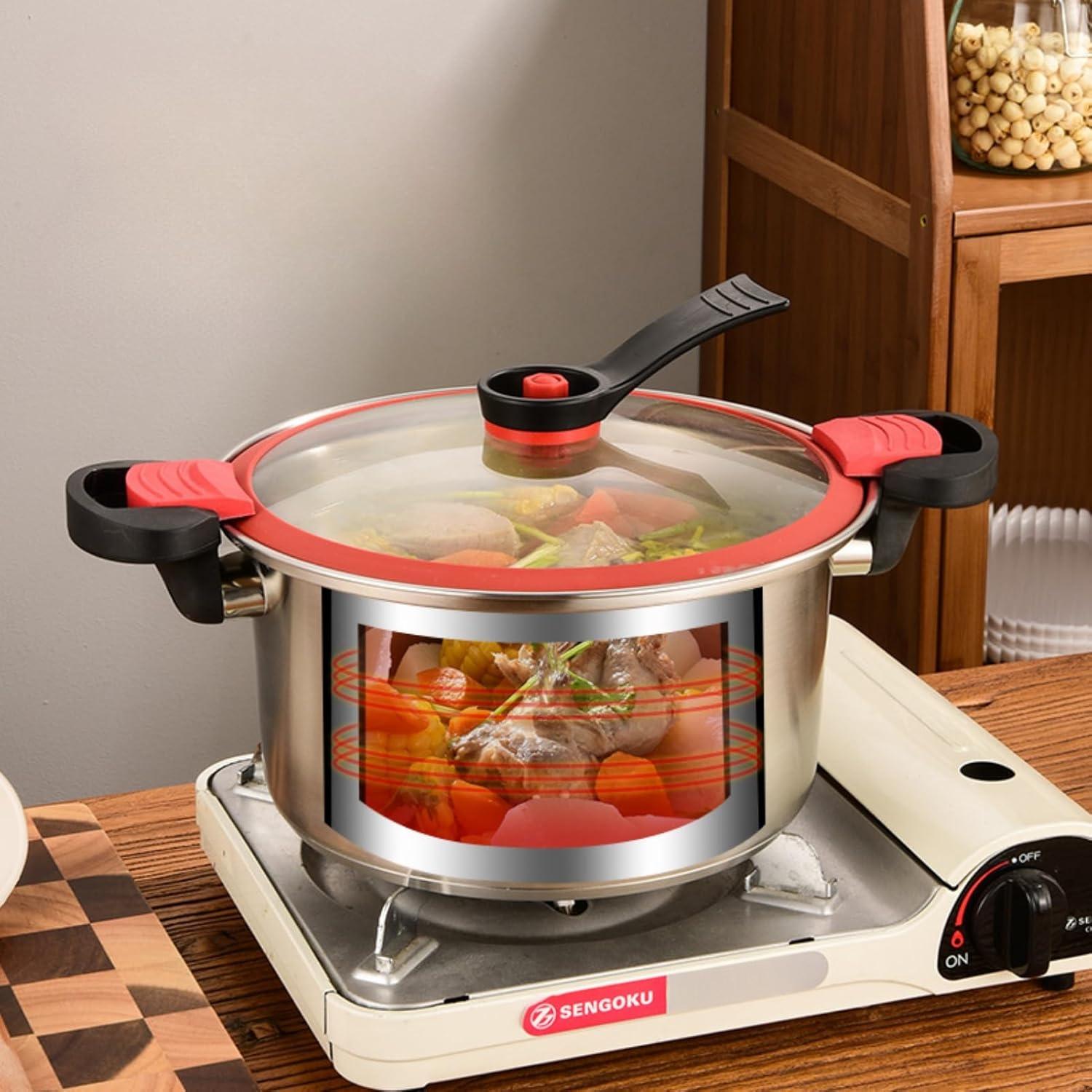 Stainless Steel Pressure Cooker, 1 Count Multifunctional Home Stew Pot, Large Capacity Kitchen Pressure Cooker, Ideal for Everyday Home Cooking