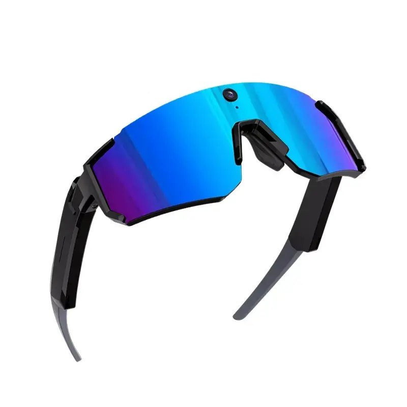 Smart Sports AI Glasses with 8MP Camera, 2K Photo/1200P Video Recording Wearable Glasses, IP54 Waterproof Multifunctional Wireless Audio Bluetooth Glasses with Headphone, Outdoor Sports Polarized Sunglasses with AI Voice Assistant, UV Protection Eyeglass