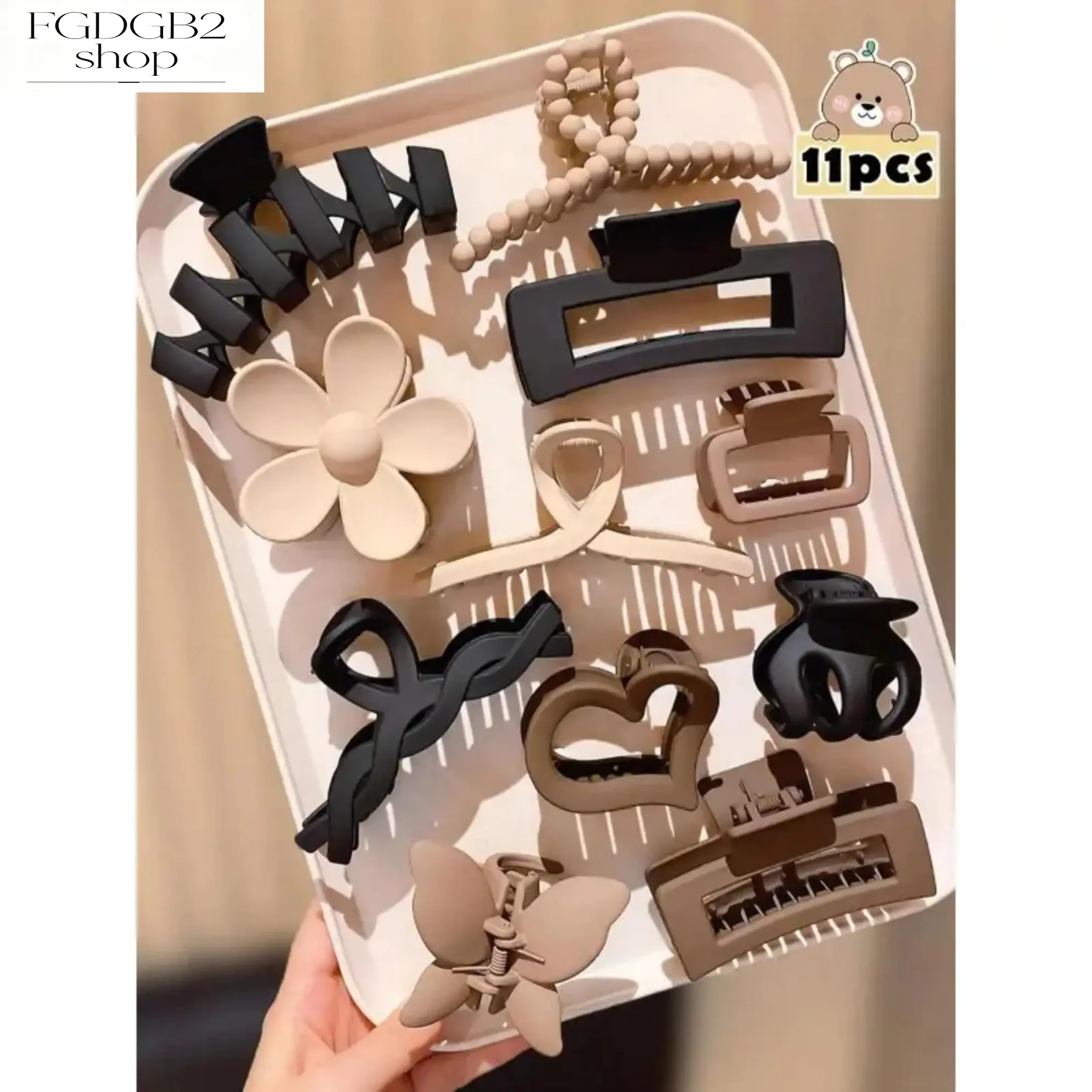 11Pcs Matte Hair Claw Clips Set, Colorblock & Floral Flat Claw Clips for Women, Strong Hold Non-Slip Hair Accessories for Thick Hair, Lightweight Minimalist Clips for Ponytails, Buns, Work, Travel & Daily Styling