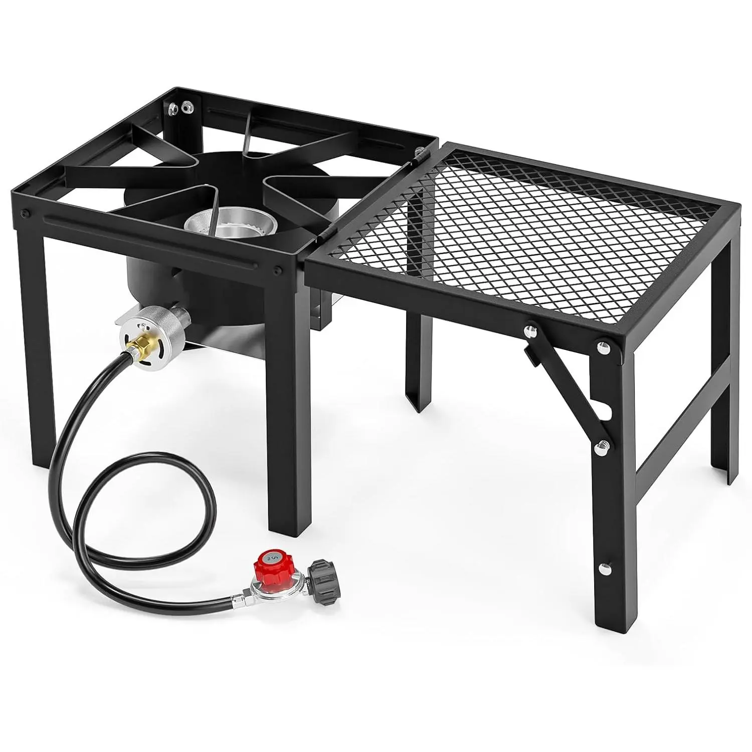 Single Burner Propane Stove, 75000BTU Portable Propane Burner with Adjustment Regulator, Gas Stove for Outdoor Camping Patio Cooking Turkey Frying Seafood Boiling