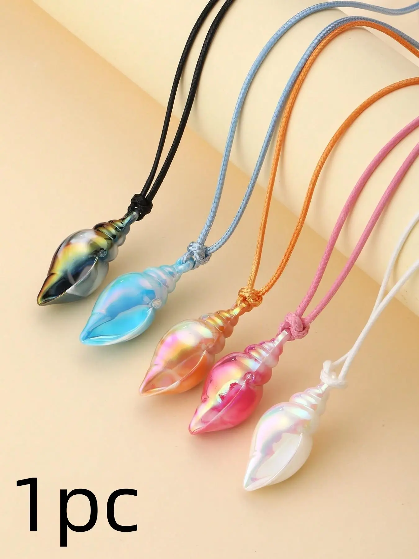 Unique Ab Color Glitter Conch Acrylic Pendant Necklace, Cute Creative Accessory, Perfect Birthday Gift for Girlfriend
