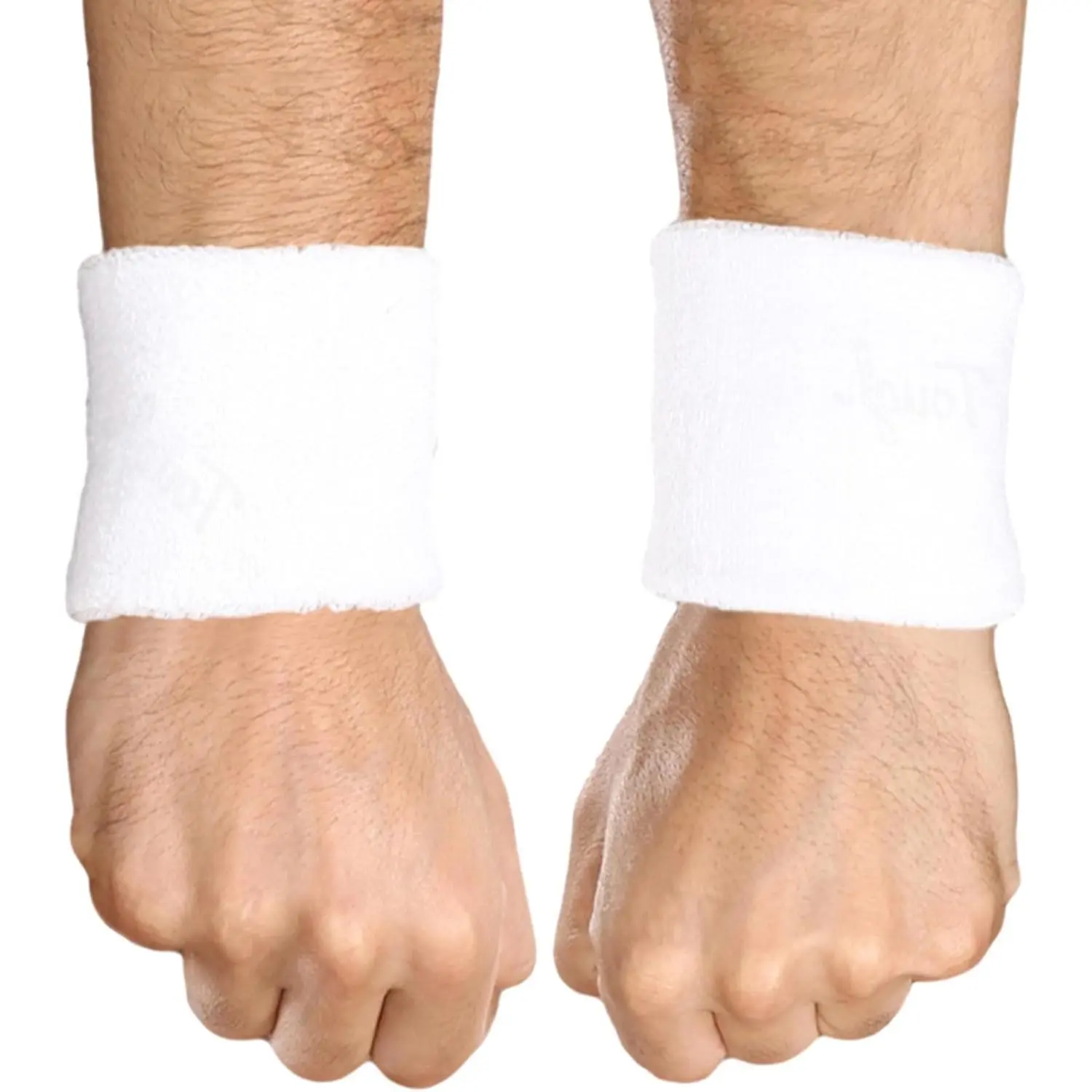 Unisex Absorbent Terry Cotton Blend Double Layer Sports Wrist-Arm Bands - 1-Size-Fits-All, Hand Wash, for Racket/Sport Activities, Multi-Sports