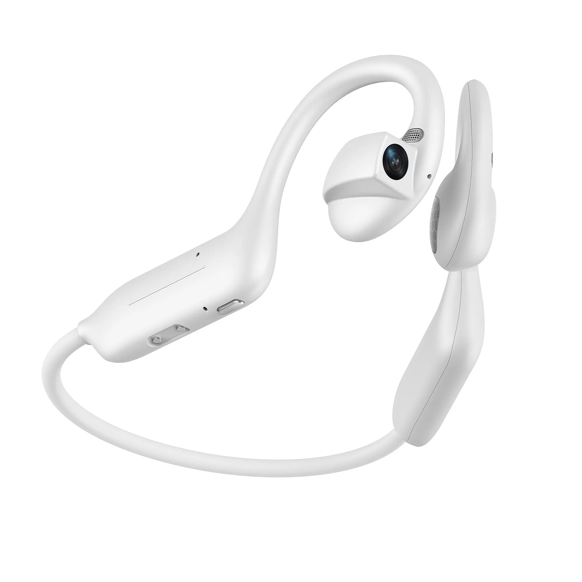 Bone Conduction Camera Earbuds, Ai Smart Bluetooth-compatible Open-Ear Headphones, HD Video Recording, Real-Time Translation, Ideal for Travel & Cycling