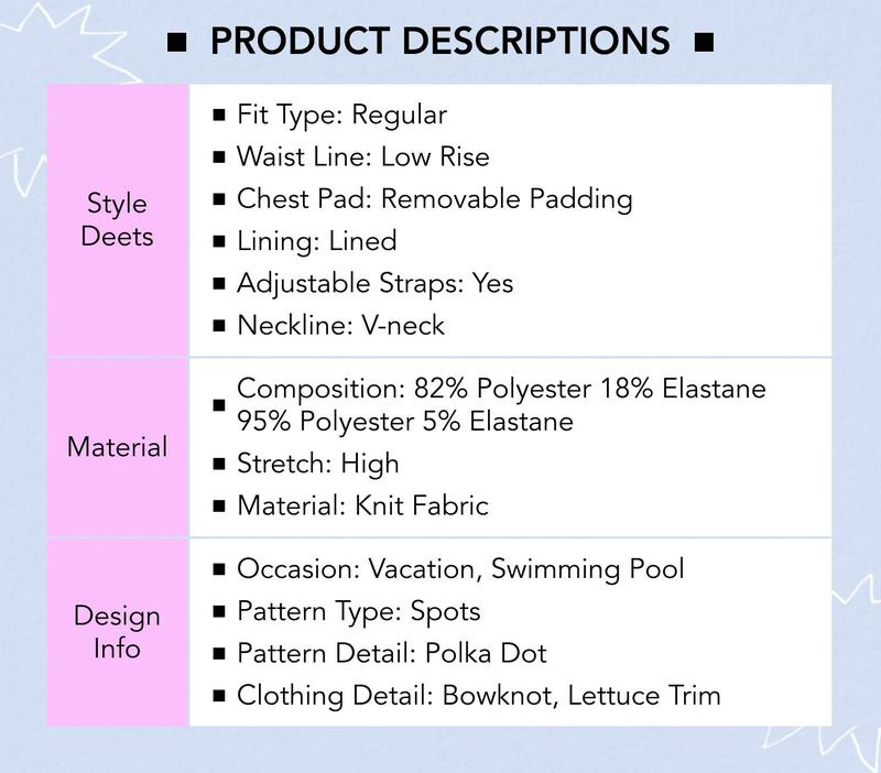 Cider V-neck Polka Dot Lettuce Trim Bowknot Halter Bikini Set