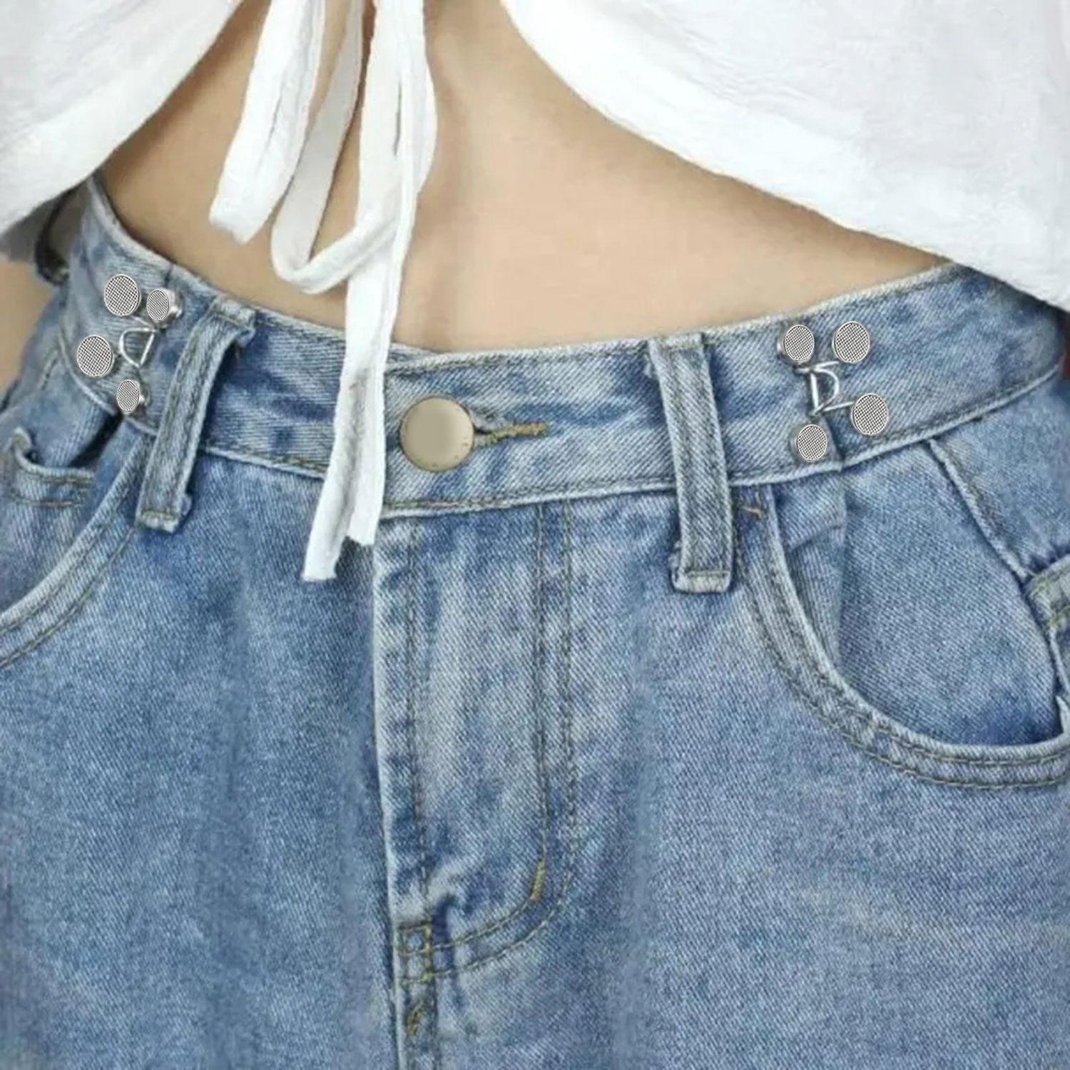 Durable Jeans Button Tightener Set, 4 Sets Adjustable Handmade Jeans Button Pins, Easy To Install Waist Tightener Button for Indoor & Outdoor