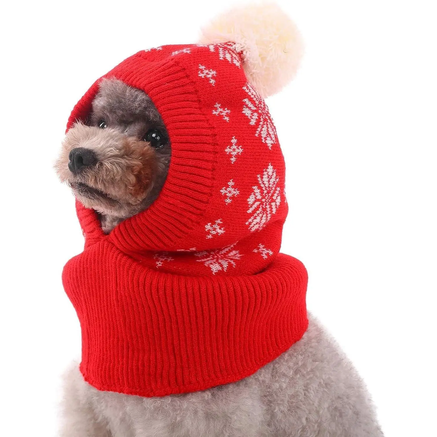 Hat, Funny  Christmas Hat Warm  Hooded Hats for Small Medium Large Dogs, Doggie Knitted Thick  Warmer Autumn/Winter Dogs Headwear, Cozy Puppy Scarft for Cold Days, Red M