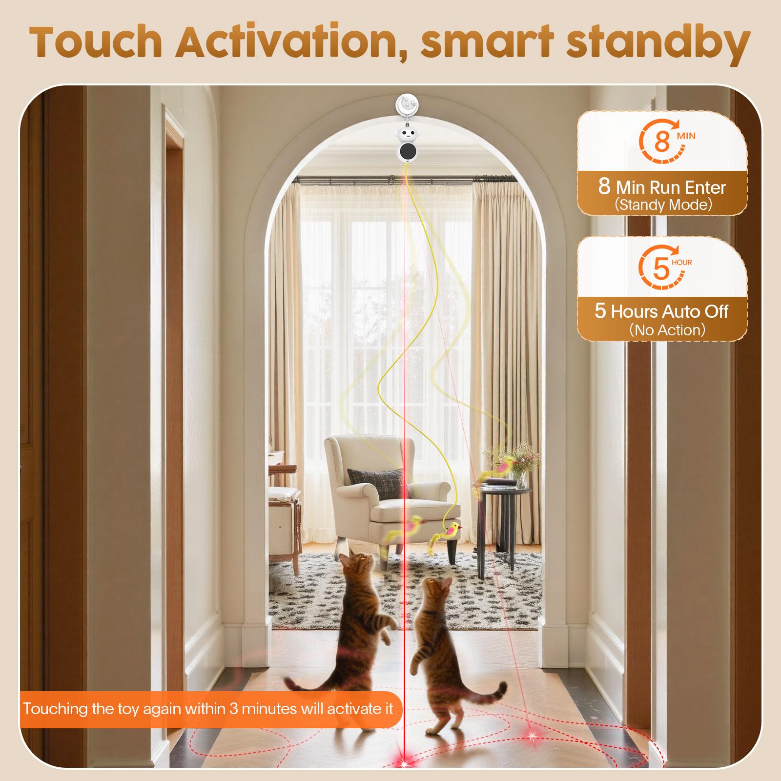 360 °   Cat Laser Interactive Toy Automatic Rotation Indoor Electric Bird Feather Magic Stick Toy with Automatic Continuous Entertainment