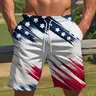 Men's American Flag Beach Shorts, Quick-Dry Breathable, Holiday Essential, Fashion Casual Short Pants, Drawstring Swim Shorts, Summer, Swimming Shorts