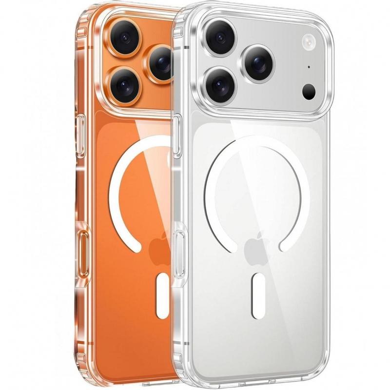 Luxury Clear Case for iPhone 17Promax 16Pro 16E 15Plus 14Pro 13 12 11 Transparent Acrylic Magnetic Wireless Charging Cover,Anti-yellowing phone case, Shockproof, Shatterproof | Compatible with MagSafe