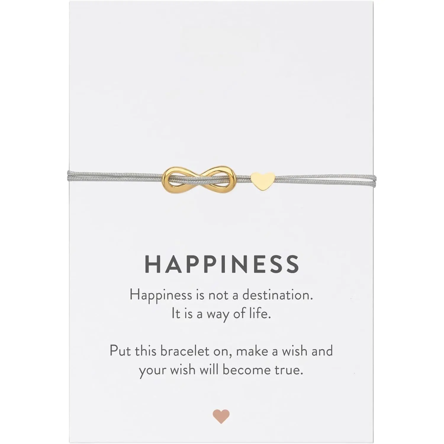Filigree bracelet with heart I Life Tree I Infinity I Anchor I Mandala I Flower pendant and Happiness card, fashion accessory lucky charm, , textile band, beige, , black