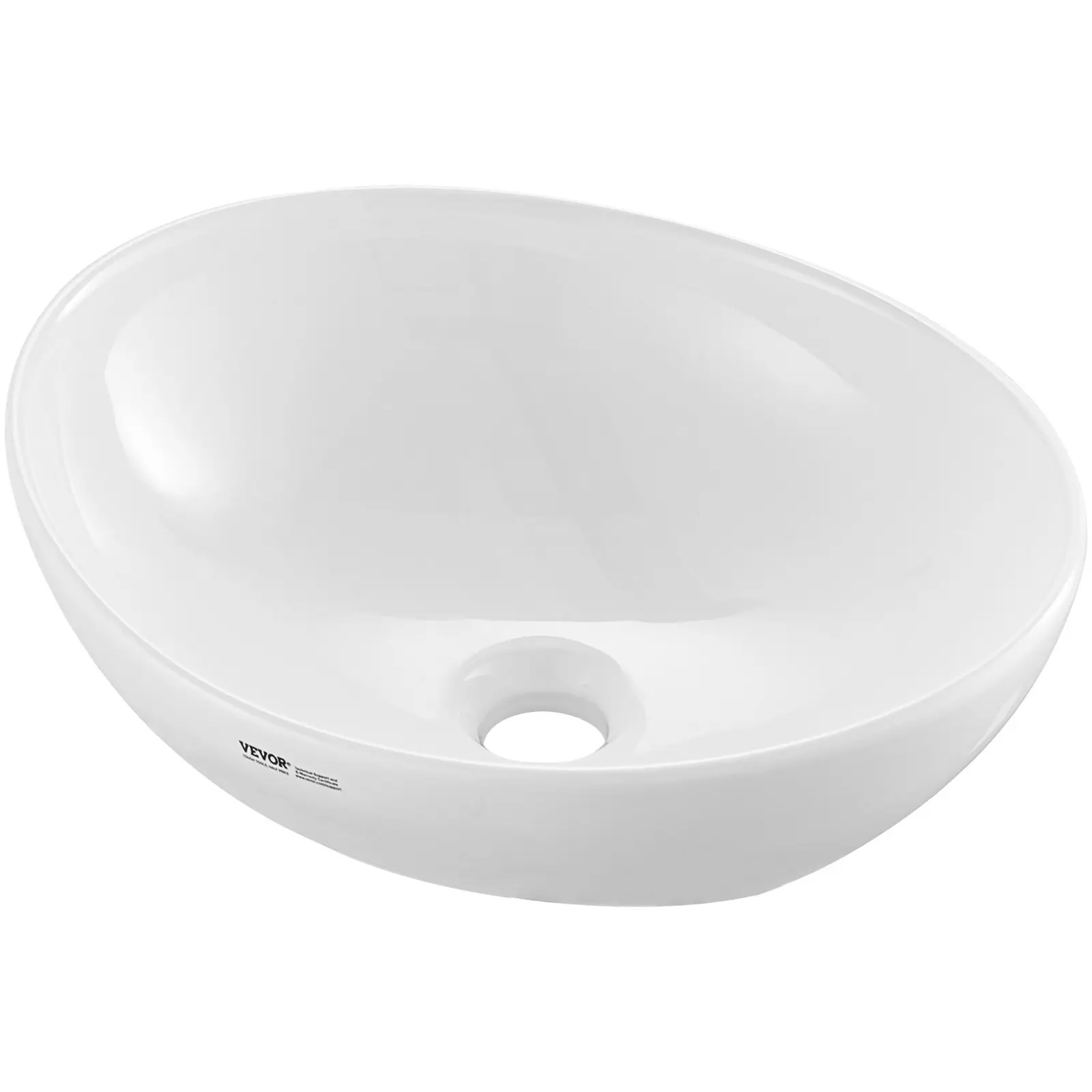 【DealsForYouDays】VEVOR Oval Vessel Sink, 16" x 13.4" Bathroom Vessel Sink Bowl Countertop, White Ceramic Bathroom Sinks Above Counter, Bowl Sink with Modern Style, Well-Packaged for Bathroom, Hotel, Toilet, RV