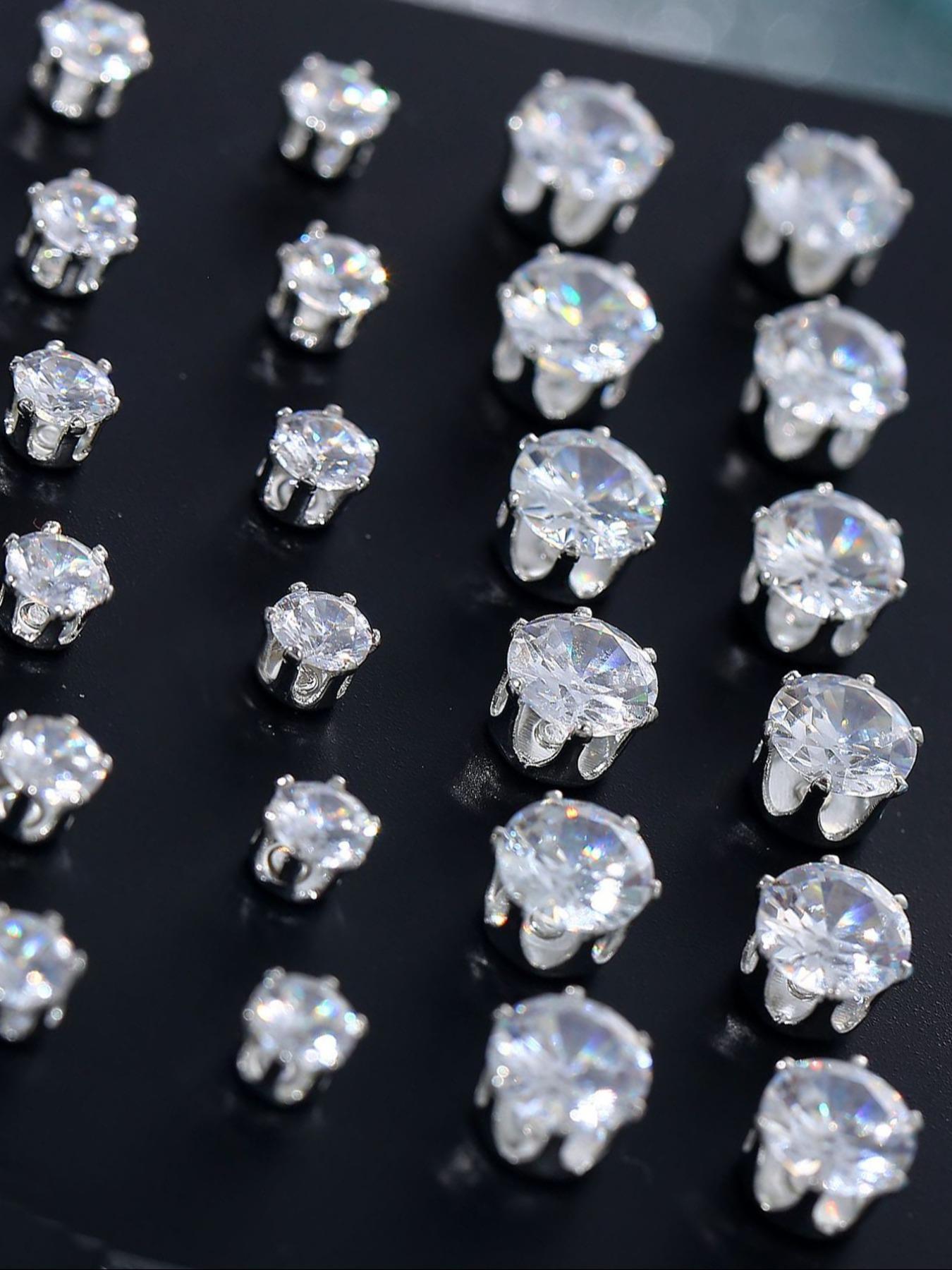 Simple Fashion Artificial Zircon Inlaid Stud Earrings, Heart & Geometric Design Earrings, Fashion Jewelry Accessories for Women & Men, Studs Earrings