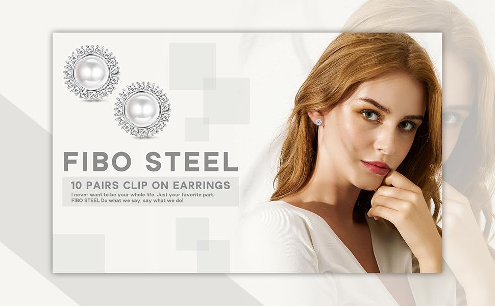 FIBO 10 Pairs Elegant Ear Clips for Women Clip on Earrings CZ Flower Simulated Freshwater Pearl Twist Knot Clip Earrings Sets