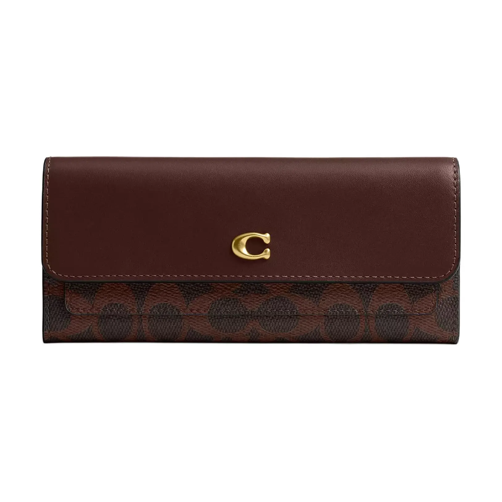 COACH Mila 20 Wallet for Women – Signature Coated Canvas and Calfskin with Gold-Tone Hardware, Maple Bronze