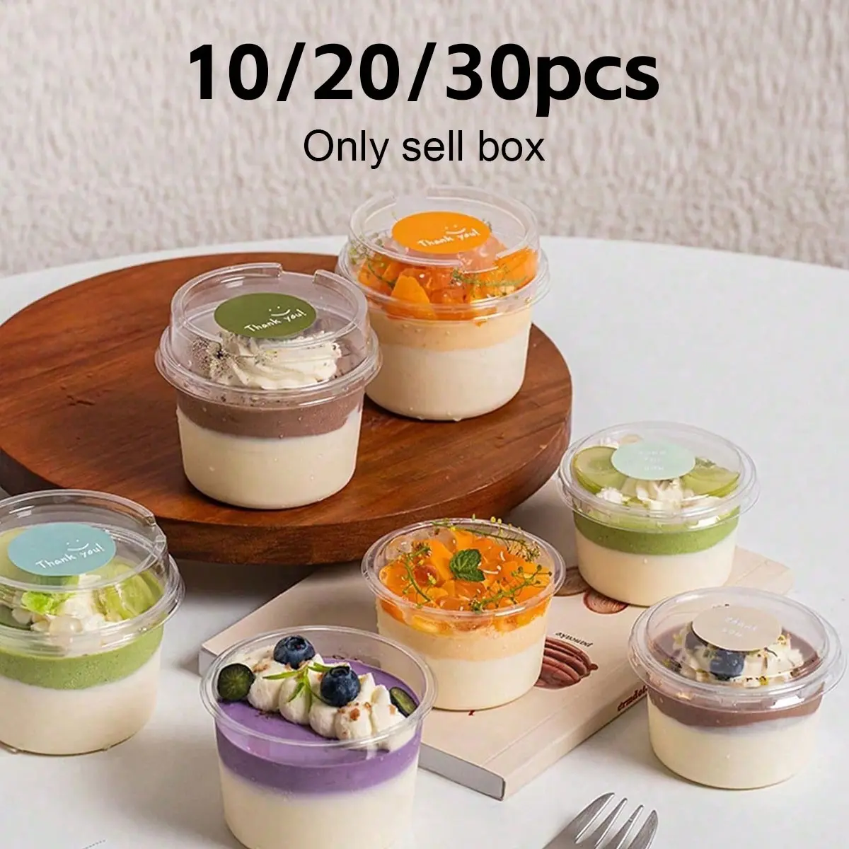 Reusable Cake Cups with Lids Durable Plastic Sweet Treat Containers, Ideal for Yogurt, Pudding, Ice Cream, Home Baking, Modern Dessertware, Reusable Parfait Cups