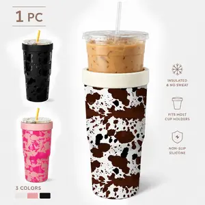 1 Pc 32oz Cow Print Insulated Can Cooler Tumbler, Double Wall, Leak Proof, Cold 24H, Hot 12H, No Sweat, Fits Most Cup Holders, Non Slip Silicone, Camping Must Have, Kitchen Essential, Holiday Gift, For BBQ, Party, Travel