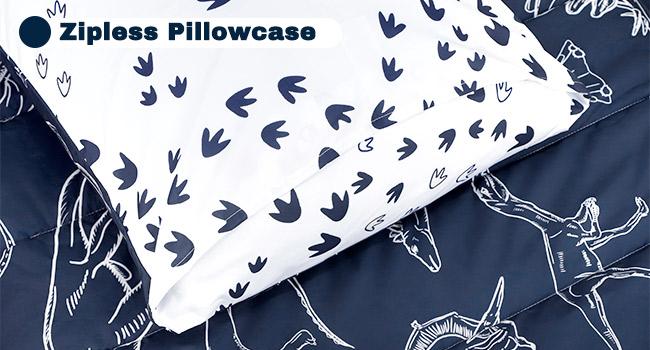 4 Pieces Dinosaur Toddler Bedding Set for Boys, Soft Breathable Toddler Comforter Set, Dino Print Navy, Includes Reversible Comforter, White Fitted Sheet and Flat Sheet, Pillowcase