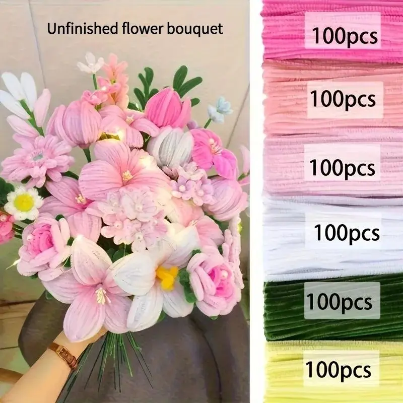 600 Spiral Rod Set, 6-Color Combination Ash Pipe Cleaner, DIY Pink Bouquet Handcraft, Artificial Flower Bouquet, Diy Artificial Rose, Diy Flower Decor, Handmade Crafts, Diy Decoration, Diy Craft Supplies