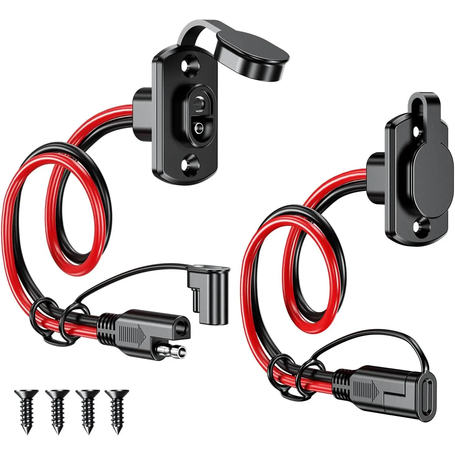 2 count SAE Quick Connector Harness, 1FT 12AWG SAE Adapter Male Plug to Female Socket ,  SAE Extension Cord for Solar Panel Generator  Charger