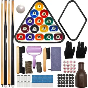 95pcs Pool Table Accessories Set - 2.25 Inches Balls, Triangle, Rack, 6.2 Oz Cue, Chalk, Tips, Stickers, Cloth, Brush, Cleaner for Friends, Neighbors & All Skill Levels