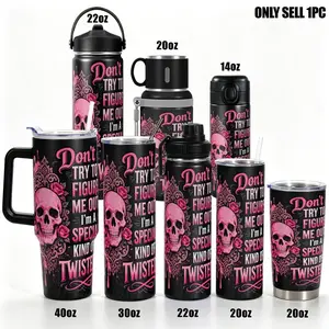 Stainless Steel Insulated Tumbler with Lid, Traveler Tumbler, 40oz 30oz, Double Wall Vacuum Insulated Water Bottle Hot Cold 24 Hours, Leakproof Travel Mug Skull Rose Gift for Women Men Kids, Insulated Tumbler Cup, Insulated Drinkware