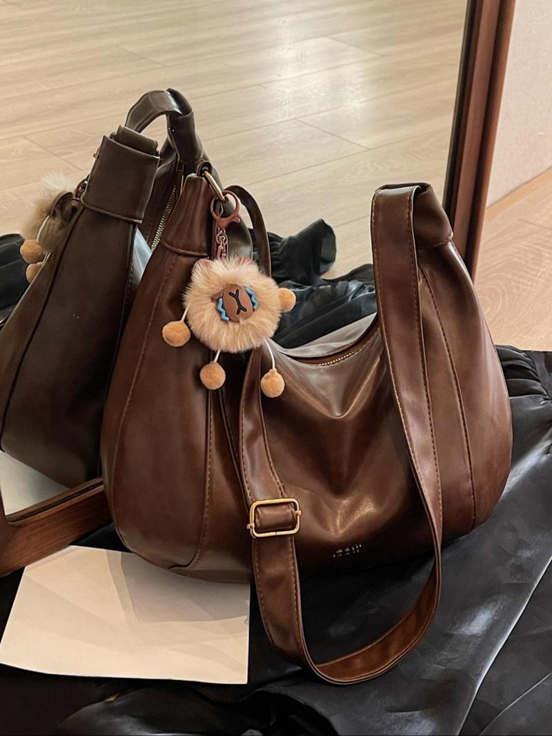 Women's Elegant Solid Color Tote Bag, Fashionable Large Capacity Shoulder Bag for Daily Used, Casual Trendy Versatile High-quality Daily Commuting Bag