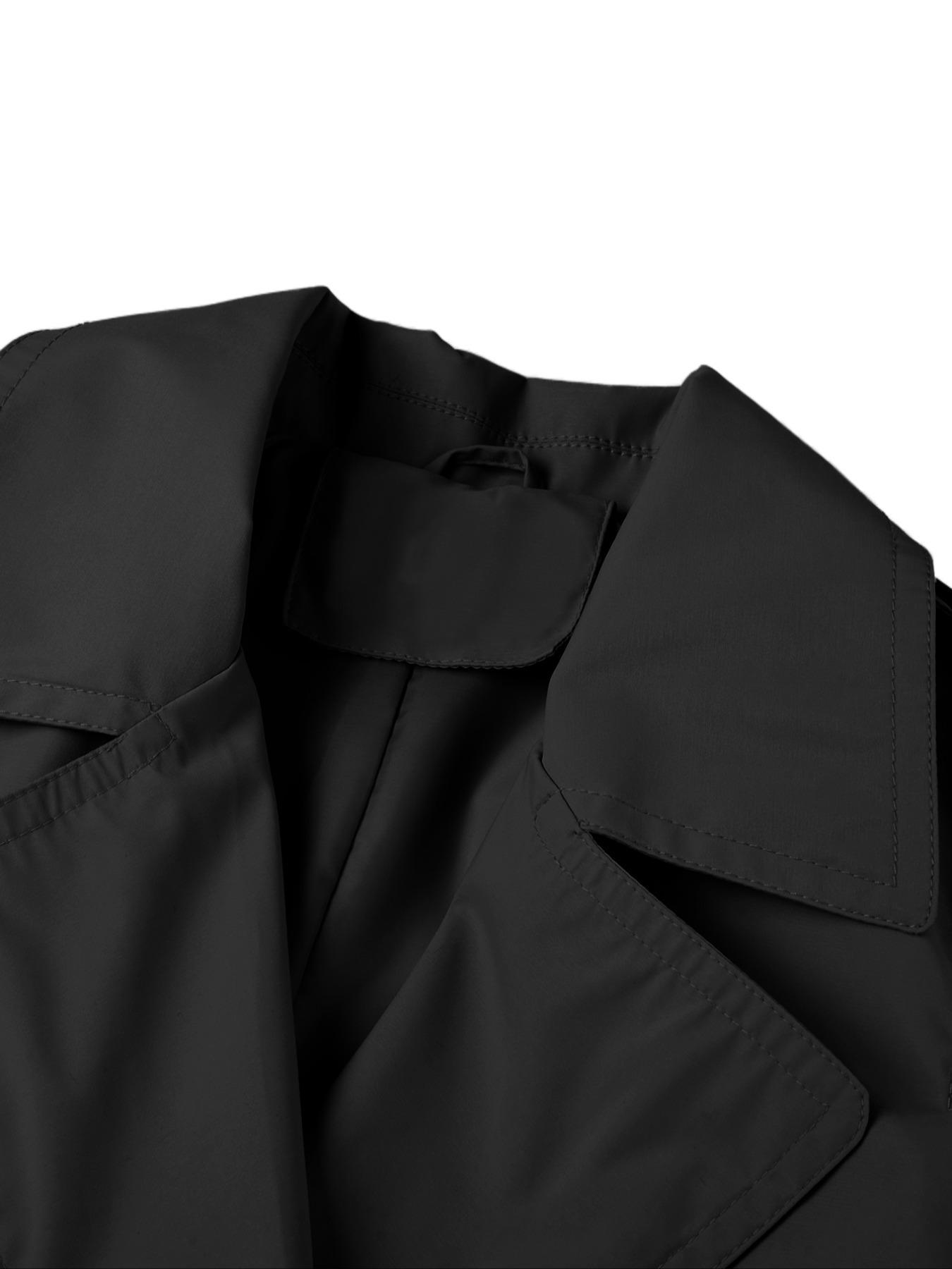 Women's Fall Winter Casual Long Coat, Outerwear, Belted Fitted Windbreaker with Pockets, Spring Outdoor Streetwear Jacket, Plain Design