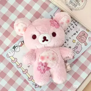 Rilakkuma Sakura Floral Bear Plush Toy Soft Stuffed Cuddly Sleeping Hug Pillow Home Decoration Birthday Gift For Adult Women