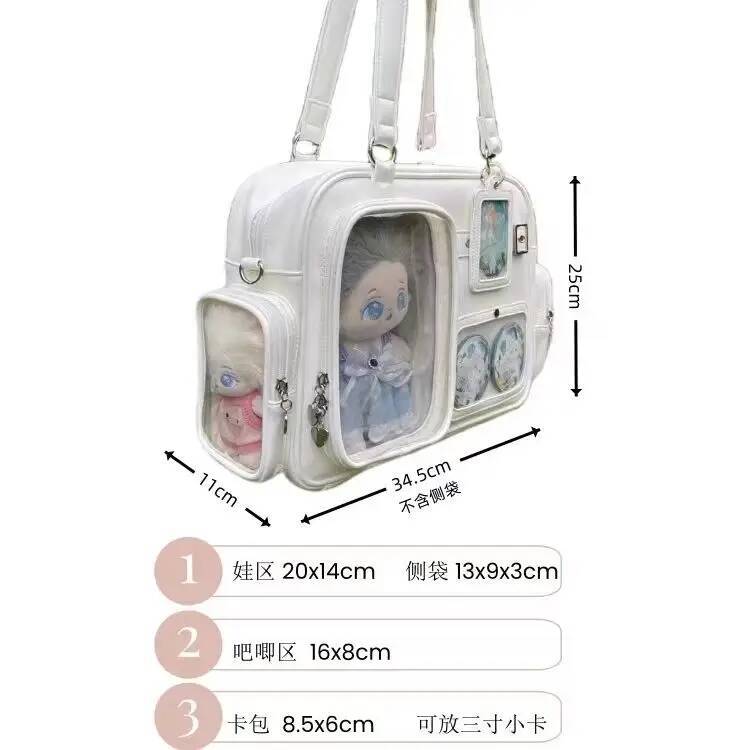 Y2K New Cute Ita Bag Concert Large Capacity Backpack Lolita Girl Transparent Shoulder Bag DIY Badge Display Casual Crossbody Bag