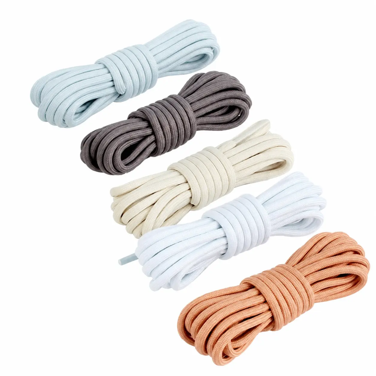 Premium Round Cotton Shoelaces for Casual Footwear – Durable, Soft, and Versatile Laces Compatible with Martin Boots, Dad Shoes, Coconut Sneakers, and Everyday Casual Styles in Gray, Black, and White – 350 cm Length
