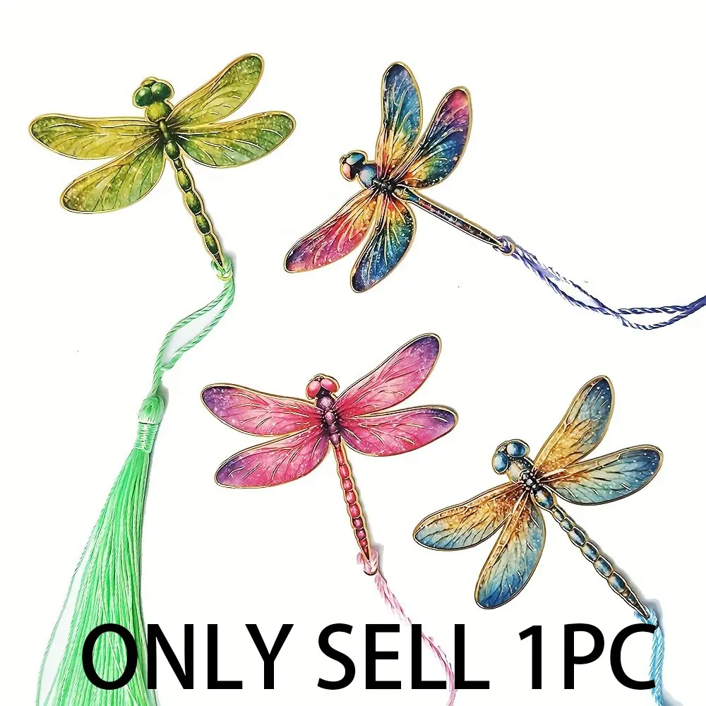 Elegant Colorful Dragonfly Metal Bookmark, Stainless Steel, Ultra-Thin, Durable, with Tassel, Beautiful Packaging, Perfect Gift for Readers, Students, Teachers