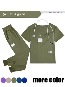 Men's Laboratory Pet Hospital Scrub Set Health Check Nurse Uniform Top and Pants Workwear Set