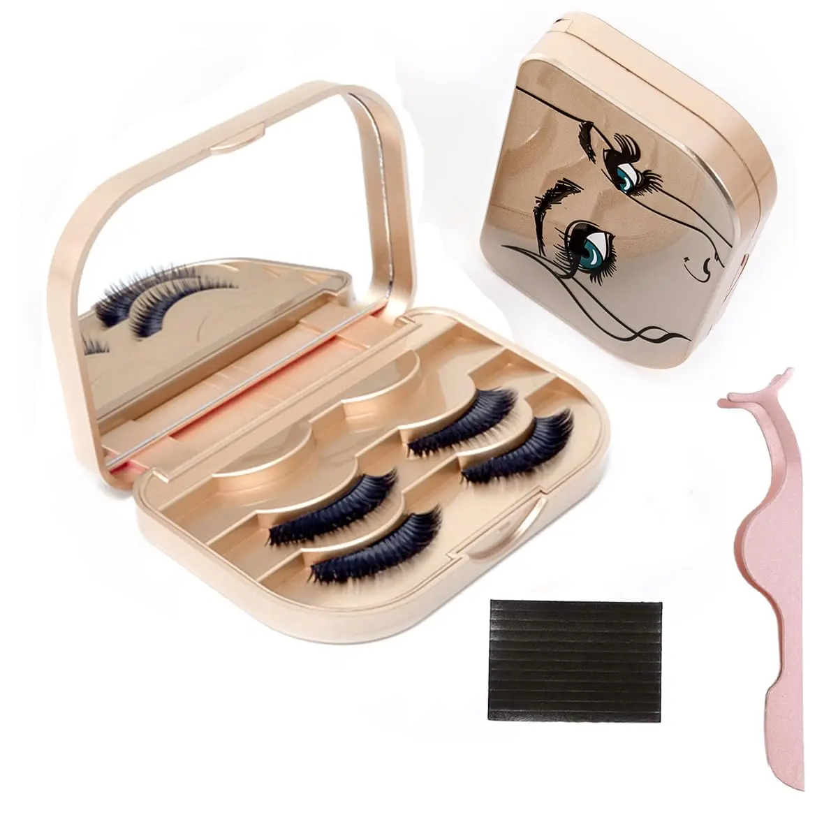 3 Layer Eyelash Storage Case with Mirror Make Up Storage Box  | False Lash Organizer and Storage  Case EmptyTravel Eyelash Packing Box