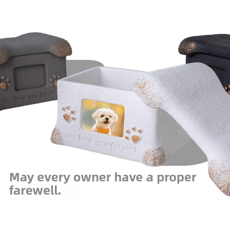 SoPets Pet Cremation Urn for Dogs Cats Personalized Memorial Box for Ashes with Secure Lid and Engraving Plate to Honor Your Beloved Pet Angel