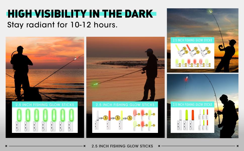 Retisee 9 Pcs 2.5 Inch Fishing Glow Sticks LED Fishing Pole Light Night Fish Strike Alert Glow Stick Bite Alarm Night Fish Rod Waterproof Luminous Rod