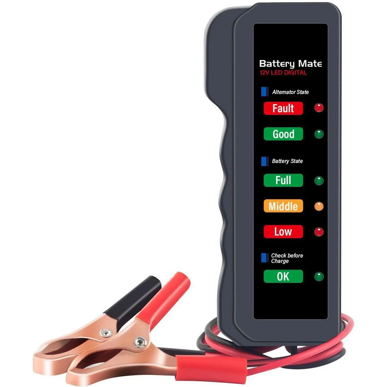 Needle scaler 12V Car Battery Tester, Automotive Digital Battery Alternator Tester with LED Indication, Detector Checker to Test Battery Condition & Alternator Charging, Car Accessories