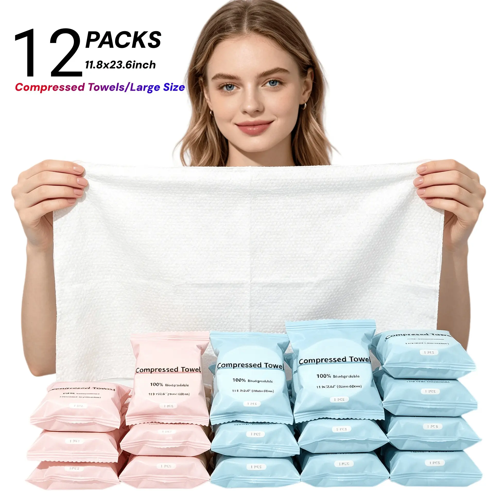 Extra Large&Thick Compressed Towel Tablets Disposable Extra Thick Ultra Soft Travel Towels,Portable Face Cloths, Soft Thick Expandable Wash Towels for Travel, Home, Camping, Outdoor, Gym, Makeup Removal（12/24/36Packs）