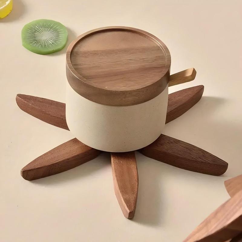 2026New model Natural Tree Trivet Set - 4/5Wooden Trivets & 1 Stand - Heat-Resistant Foldable Design - Durable & High-Quality Solid Wood - Ideal for Hot Dishes, Pots, Bowls, Teapots - Kitchenware & Tableware Coasters Coffee Table Mat