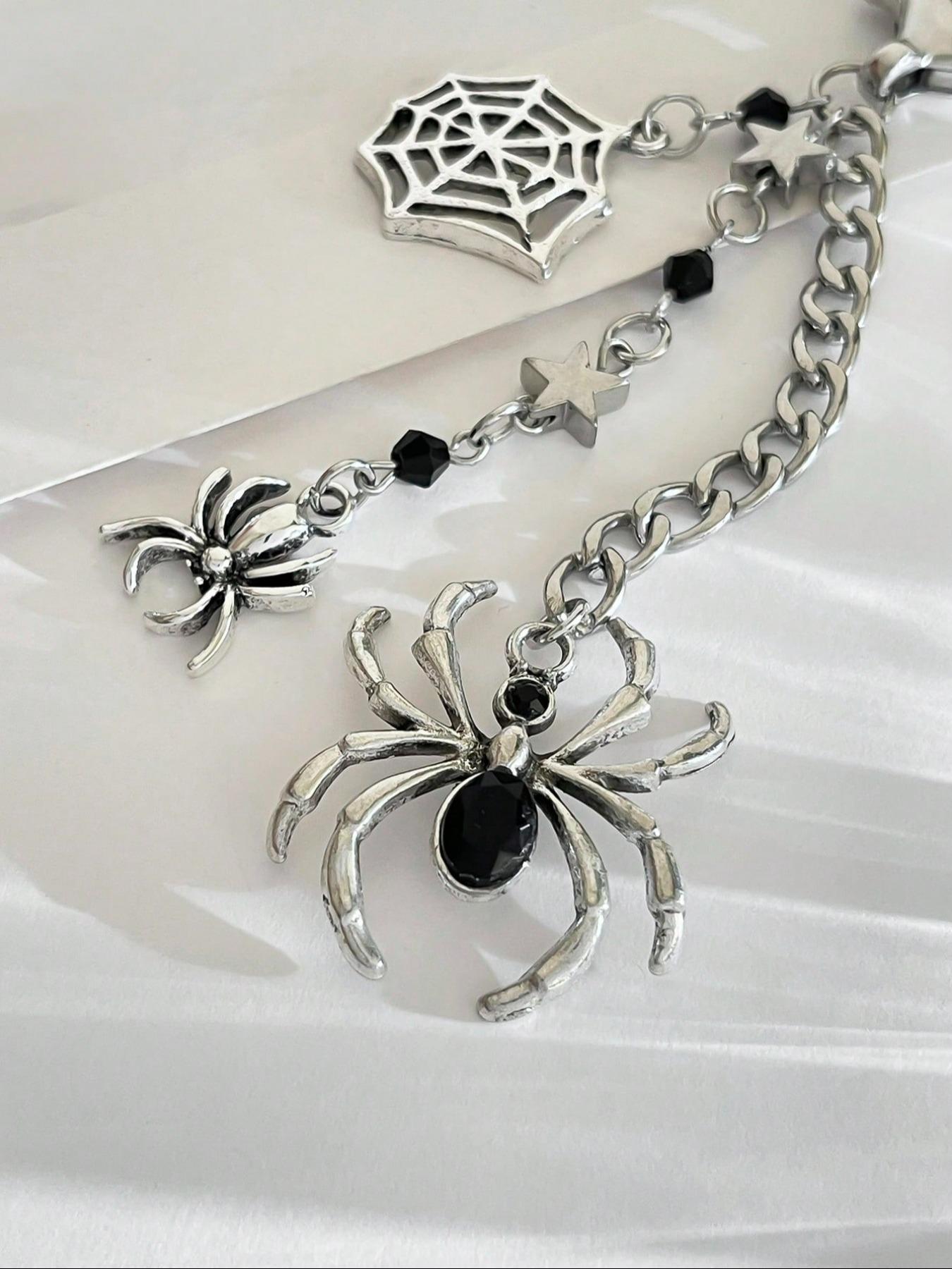 Cute Gothic Style Spider Web Design Keychain, Gothic Cross Keychain for Women & Men, Fashion Accessories for Daily Use, Halloween Gift