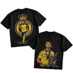 SPORTREIGN 2026 Ronaldo Al Nassr Men's T-shirt Soccer Fan Shirt Ronaldo Fan Merchandise Football Shirt Graphic Tee Over Size 100% Cotton Shirt Made In USA Gift For Him Unisex Soccer Streetwear Summer Outfit Verano Camiseta CR7