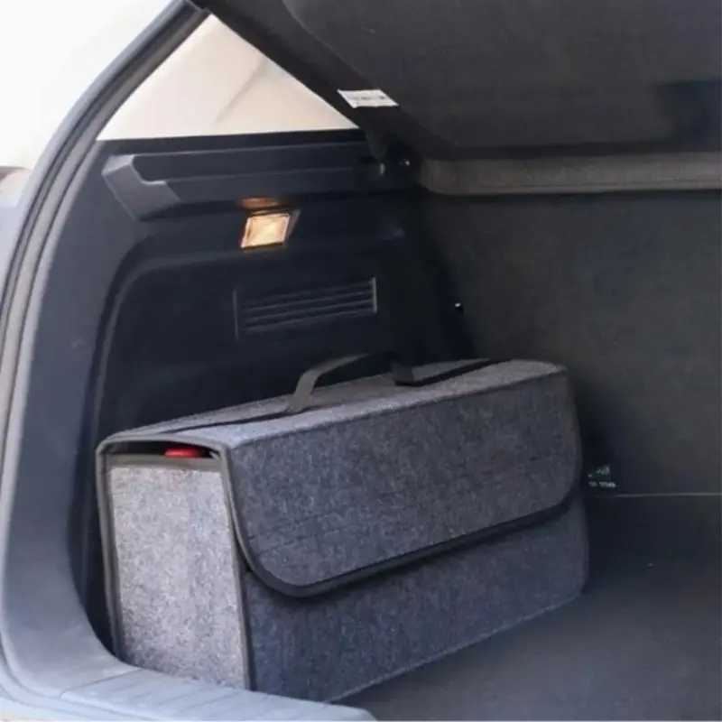Large-Capacity Felt Car Trunk Storage Box, Portable Foldable Car Trunk Organizer, Car Interior Storage Container with Handle, Universal Car Accessories, Vehicle Interior Accessories