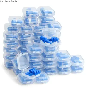 Reusable Soft Noise Reduction Ear Plugs Set with Storage Case, Waterproof Silicone Hearing Protection Plugs for Sleep, Travel, Study and Daily Use