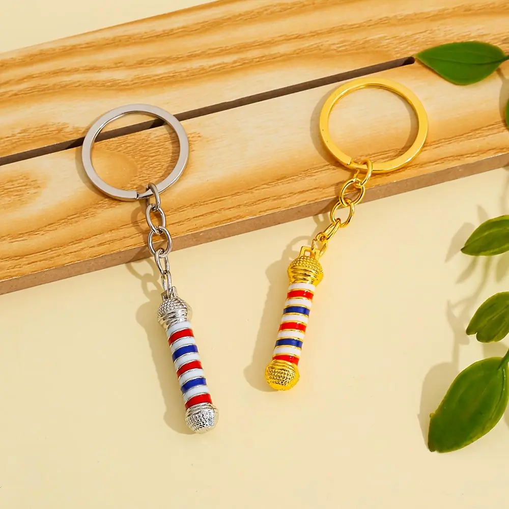 1pc Fashion Hip-Hop Exquisite Barber Shop Wash, Cut, Blow, Hair Salon Turn Light Metal Keychain Creative Personality Fashion Fluorescent Bag Decoration Pendant