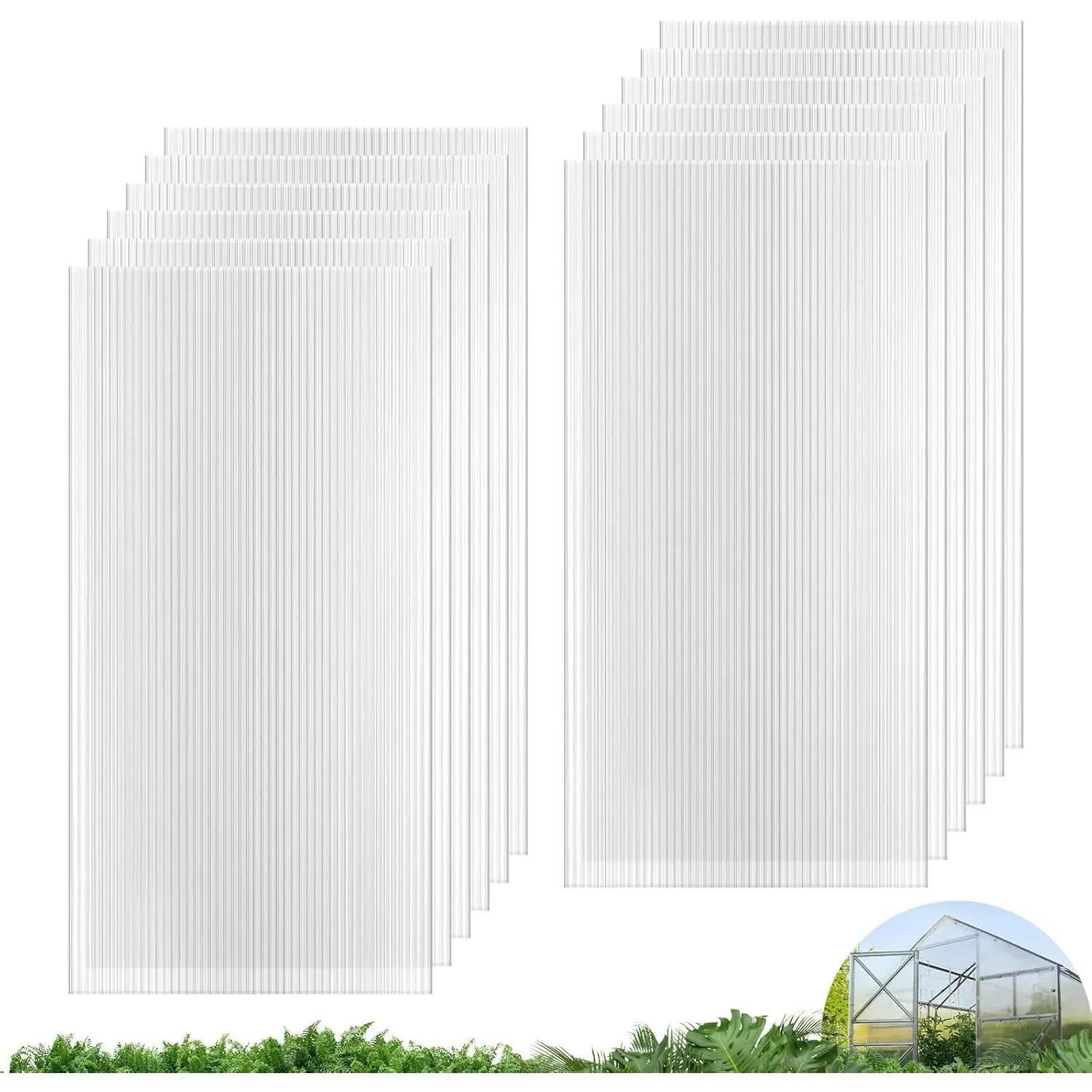 12 count 4' x 2' x 0.32'' Polycarbonate Greenhouse Panels, -Wall  UV Protected Corrugated Plastic Roof Panels Sheets, Clear  Panels for Greenhouse, Outdoor,