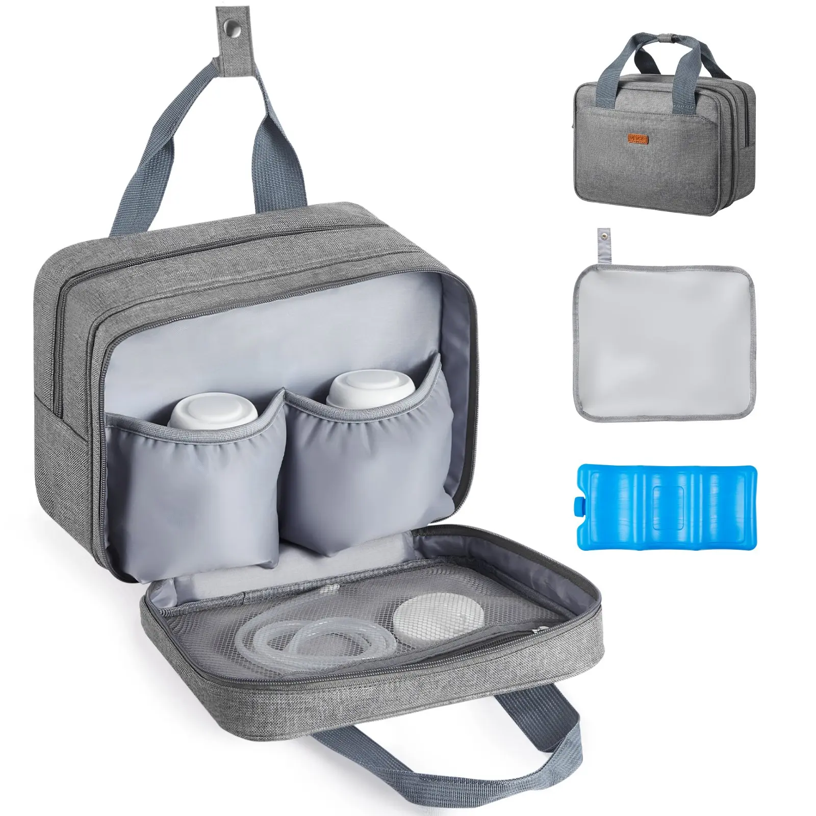 【DealsForYouDays】VEVOR Wearable Breast Pump Bag, Breast Feeding Bag with Ice Pack, Fits for M5/M6, Pumping Accessories Breastmilk Storage, Portable Pump Carrying Case for Work, Travel Family Use, Grey